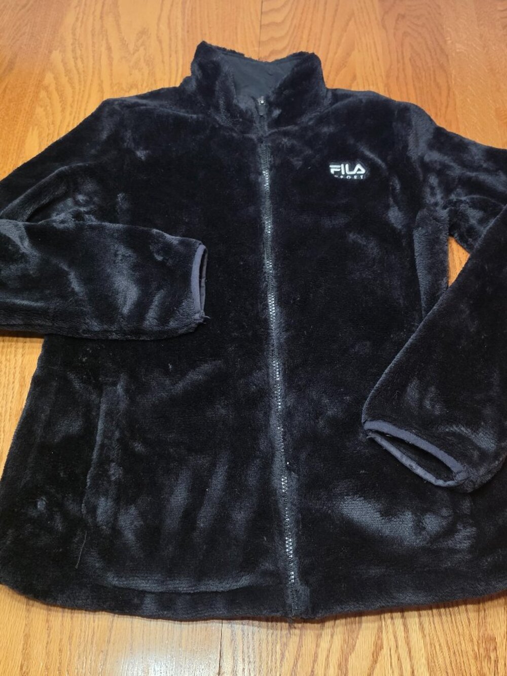 Fila Sport Fleece Full Zip Long Sleeve Jacket Black Women Size Medium